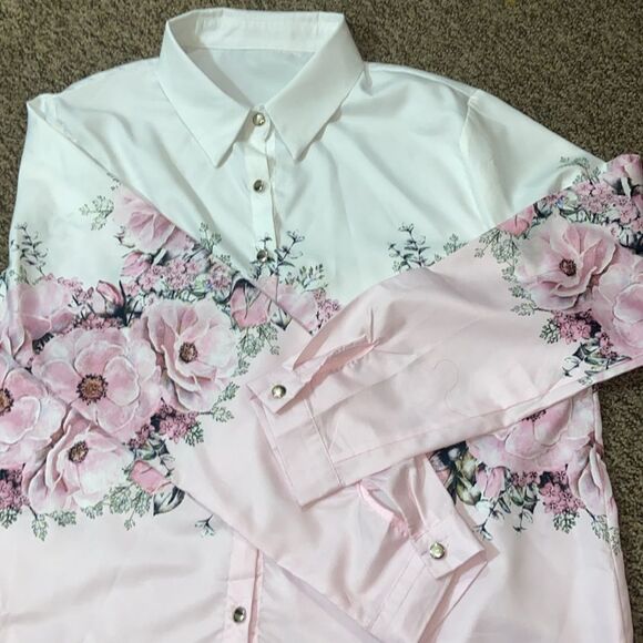 Women’s  Floral Button-Up Shirt Blouse Size XXL - Picture 11 of 12